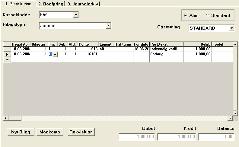 LEJER > Lejer > B-ordning/Indvendig Vedligeholdelse > Bogføring Af ...