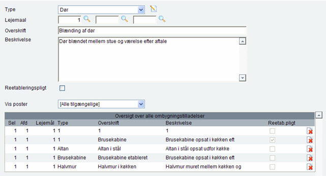 ombygningstilladelselejemål